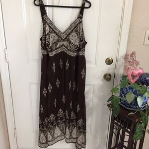 Silhouettes Brown Print Maxi Dress (size 20W)(C6)